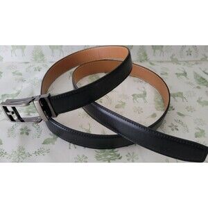 Comfort Click Adjustable Ratchet Belt Men’s Black Leather Gunmetal Buckle 57”